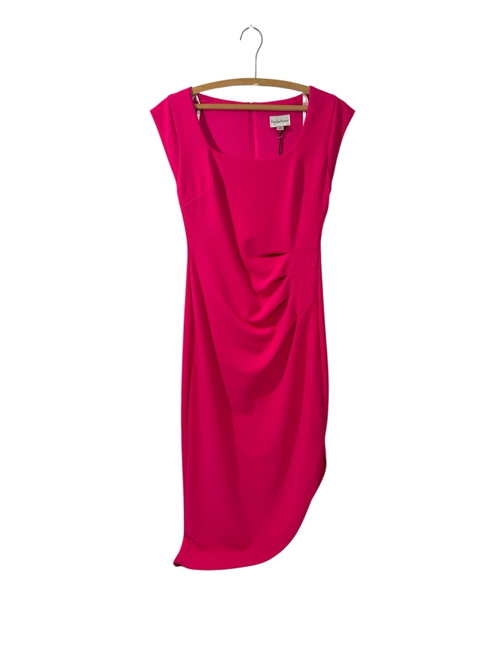 NWT Premier Fuchsia Cap-Sleeve Midi Dress‎ with Draped Waist
